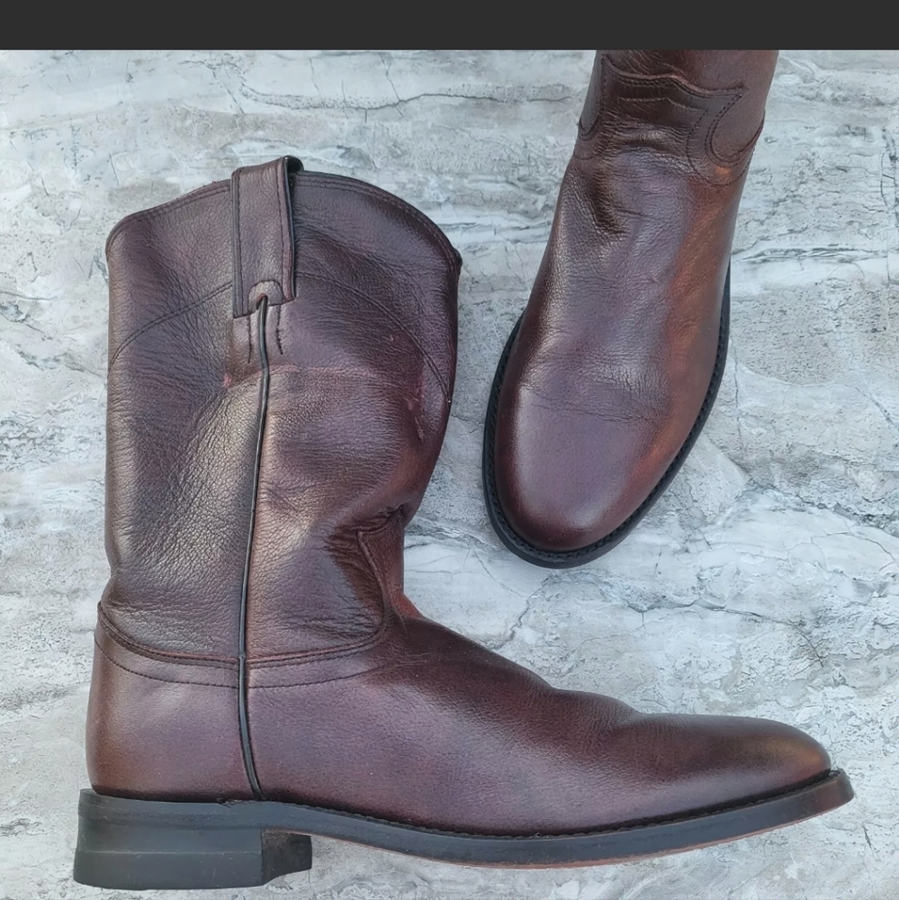 Justin Men's size 7 Leather Pull On 3718 Roper Western Boots